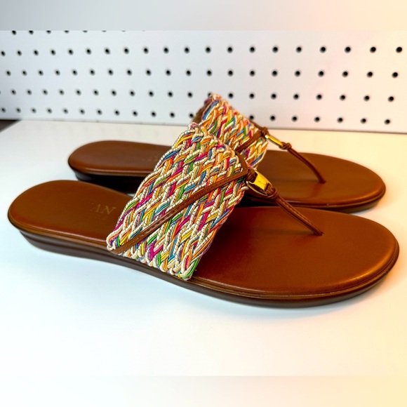 Italian Shoemakers Caro Sandal Multicolor Woven 11M Colorful Flat Summer Travel - Picture 1 of 16